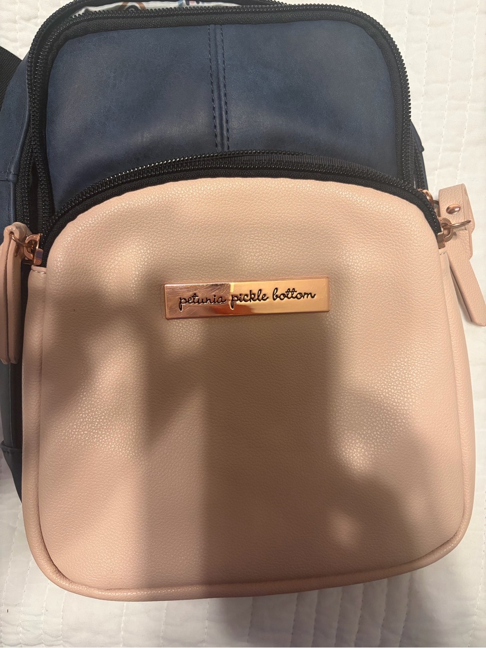 Petunia Pickle Bottom Navy and Blush Crossbody Pouch